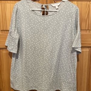 Lauren Conrad Grey Polka Dot Top Size Large